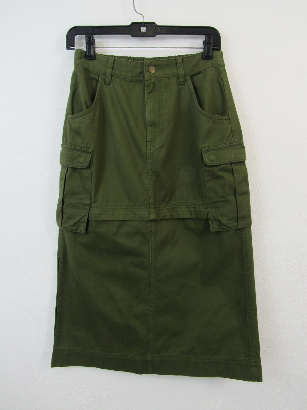 NWT Madewell XS Cargo Convertible Midi Skirt in (Re)generative Chino Olive Green